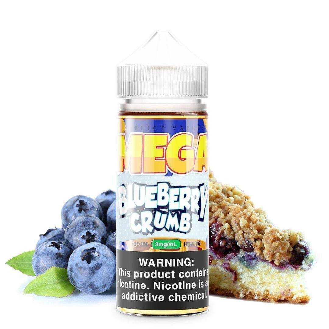 MEGA | Blueberry Crumb 100ML eLiquid bottle with background