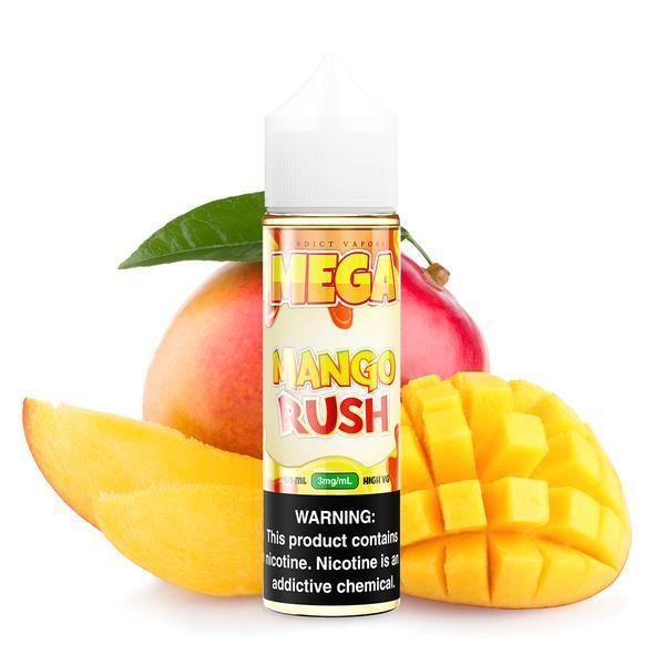 MEGA | Mango Rush 60ML eLiquid bottle with background