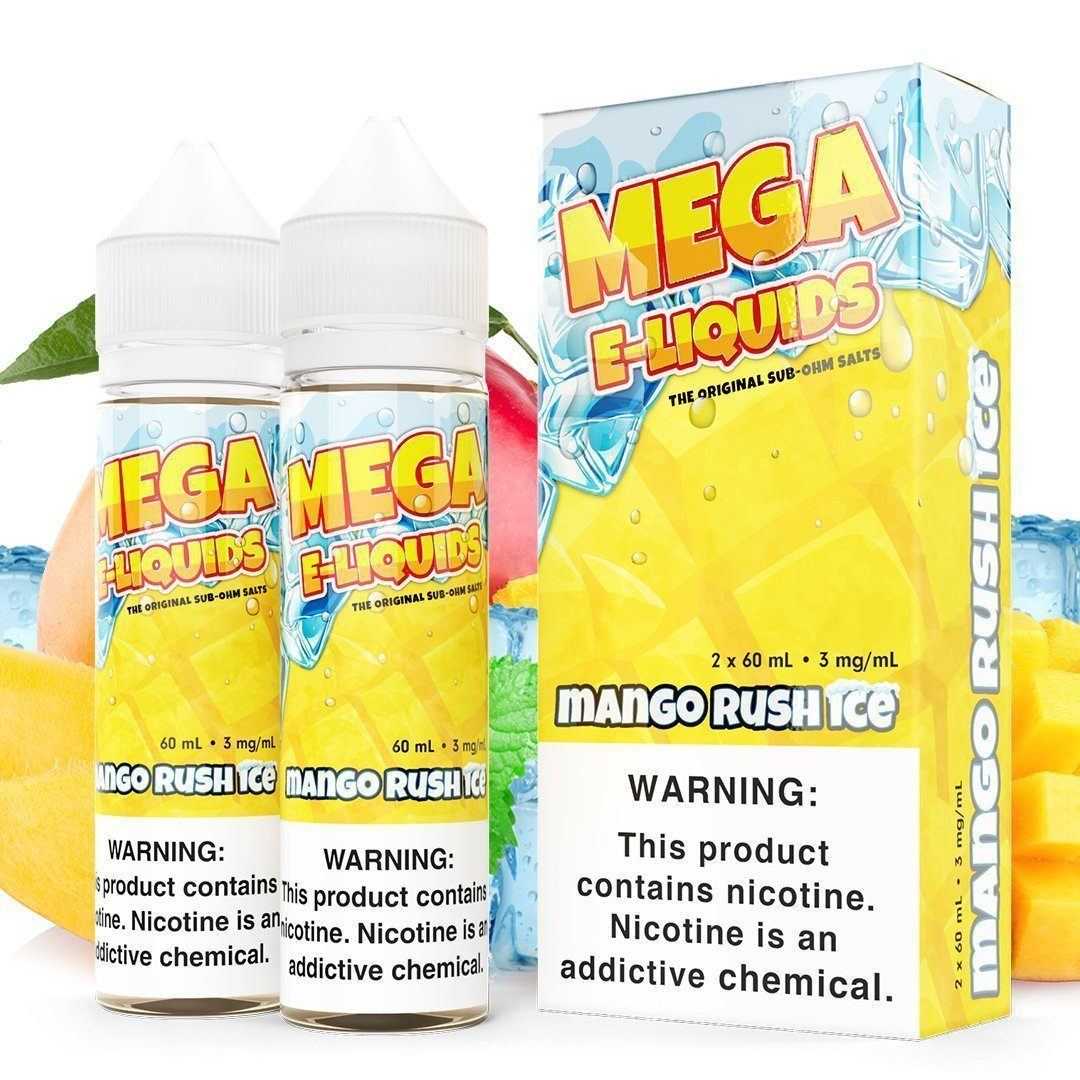 Mango Rush Ice by MEGA eJuice 2X 60ml with background