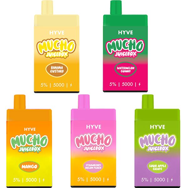 Mucho Hyve Disposable 5000 Puffs 12mL 50mg Group Photo