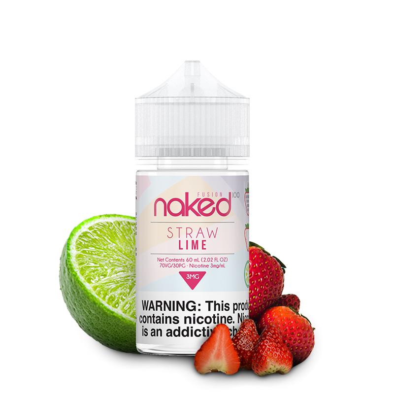 Straw Lime by Naked 100 60ml bottle with background