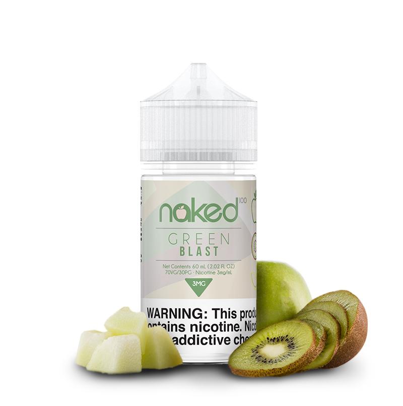 Green Blast by Naked 100 60ml bottle with background