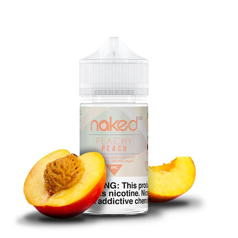 Peach by Naked 100 60ml bottle with background