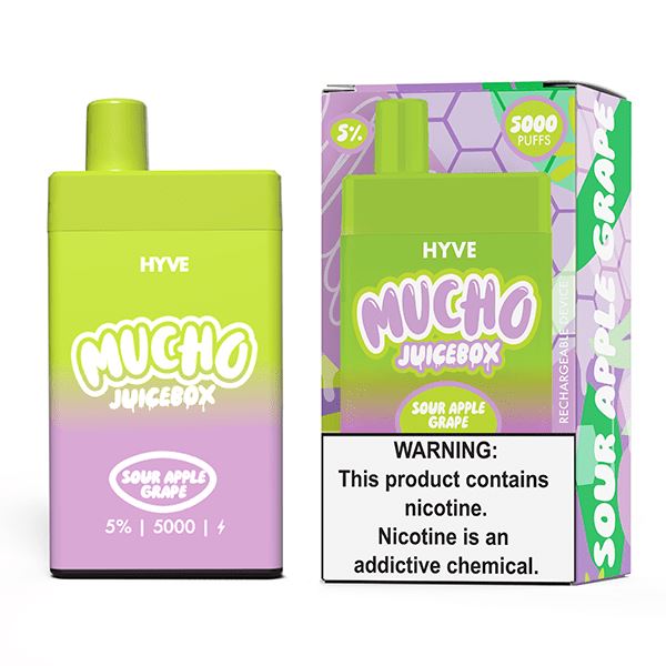 Mucho Hyve Disposable 5000 Puffs 12mL 50mg - Sour Apple Grape with packaging