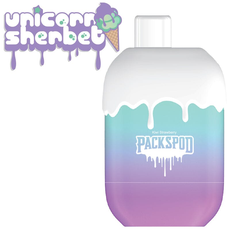 Packspod Disposable | 5000 Puffs | 12mL | 50mg - Unicorn Sherbert Kiwi Strawberry