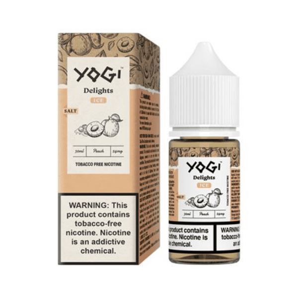Peach Ice by Yogi Delights Tobacco-Free Nicotine Salt 30ml with packaging