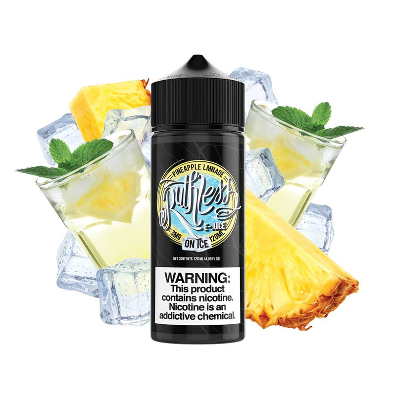 Pineapple Lmnade on Ice by Ruthless 120ml Bottle with background