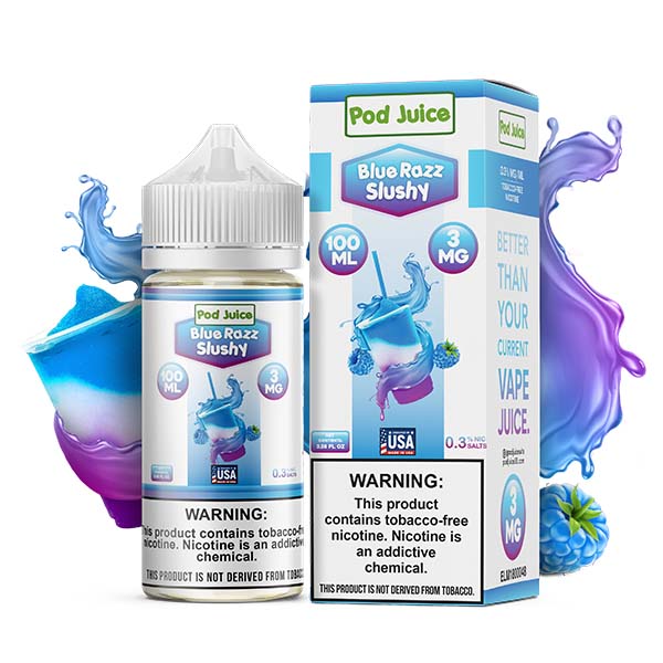 Blue Razz Slushy by Pod Juice TFN Series 100mL with Packaging