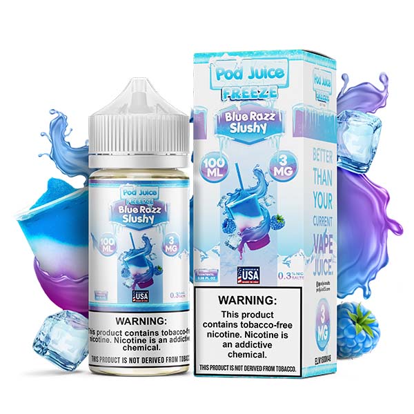 Blue Razz Slushy Freeze by Pod Juice TFN Series 100mL with Packaging