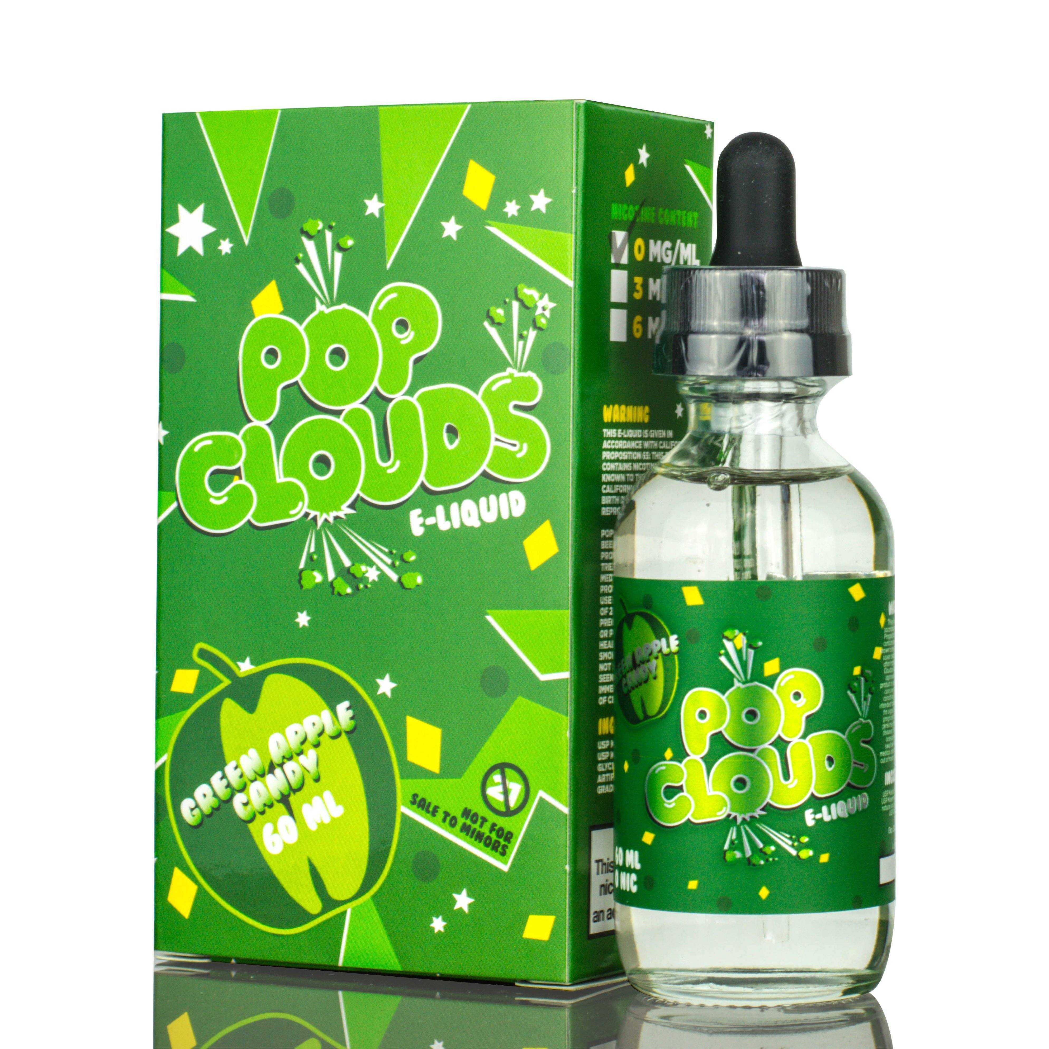 Green Apple Candy by Pop Clouds E-Liquid 60ml with packaging