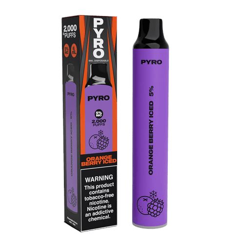 Pyro Disposable 2000 Puffs 6mL orange berry iced with packaging