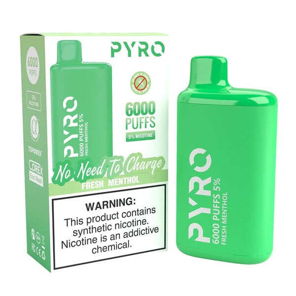Pyro Disposable | 6000 Puffs | 13ml | 5% Fresh Menthol with packaging