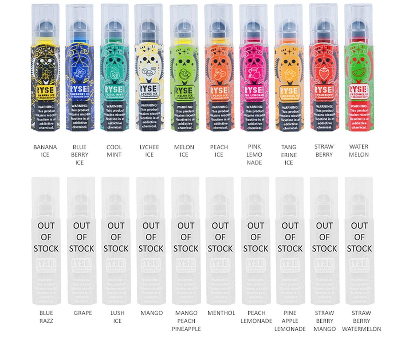 Ryse Max V1 Disposable Ecigs (Individual) group photo