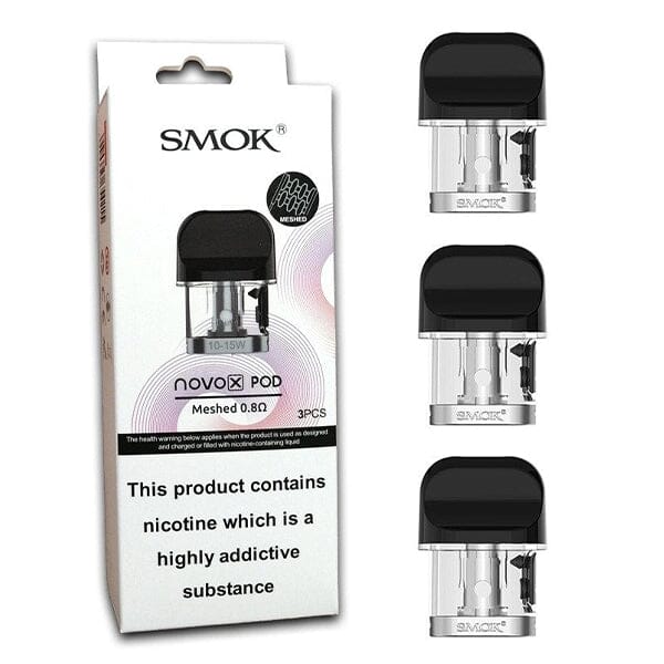 SMOK Novo X Replacement Pods (3-Pack) Meshed 0.8ohm with packaging