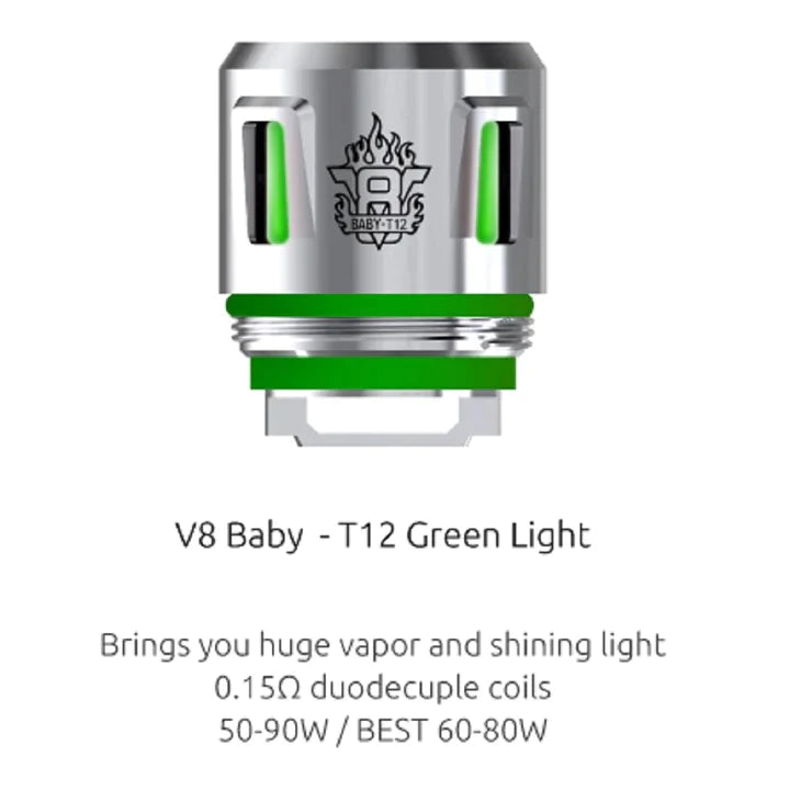 SMOK V8 Baby Prince Coils (Pack of 5) V8 Baby-T12 Green Light
