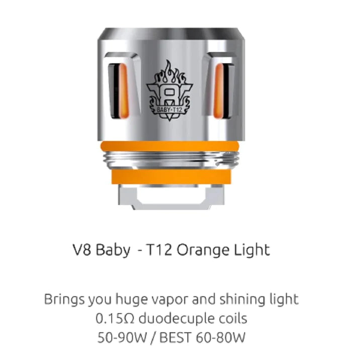 SMOK V8 Baby Prince Coils (Pack of 5) V8 Baby-T12 Orange Light
