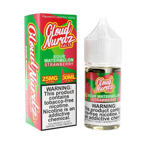 Sour Watermelon Strawberry by Cloud Nurdz TFN Salts 30ml with packaging