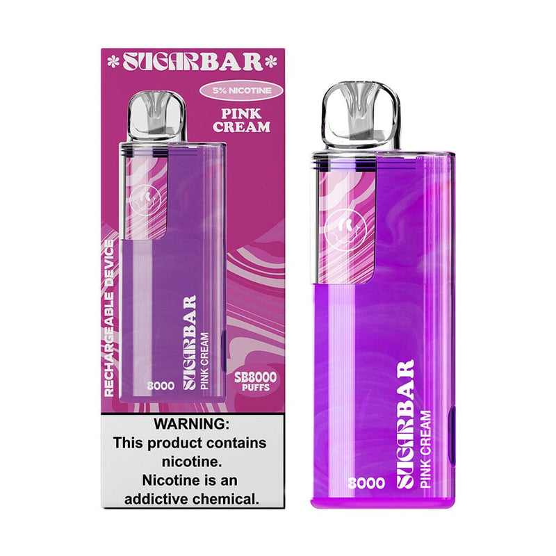 Sugarbar SB8000 Disposable 8000 Puffs 19mL 50mg pink cream with packaging