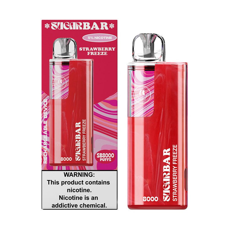 Sugarbar SB8000 Disposable 8000 Puffs 19mL 50mg strawberry freeze with packaging