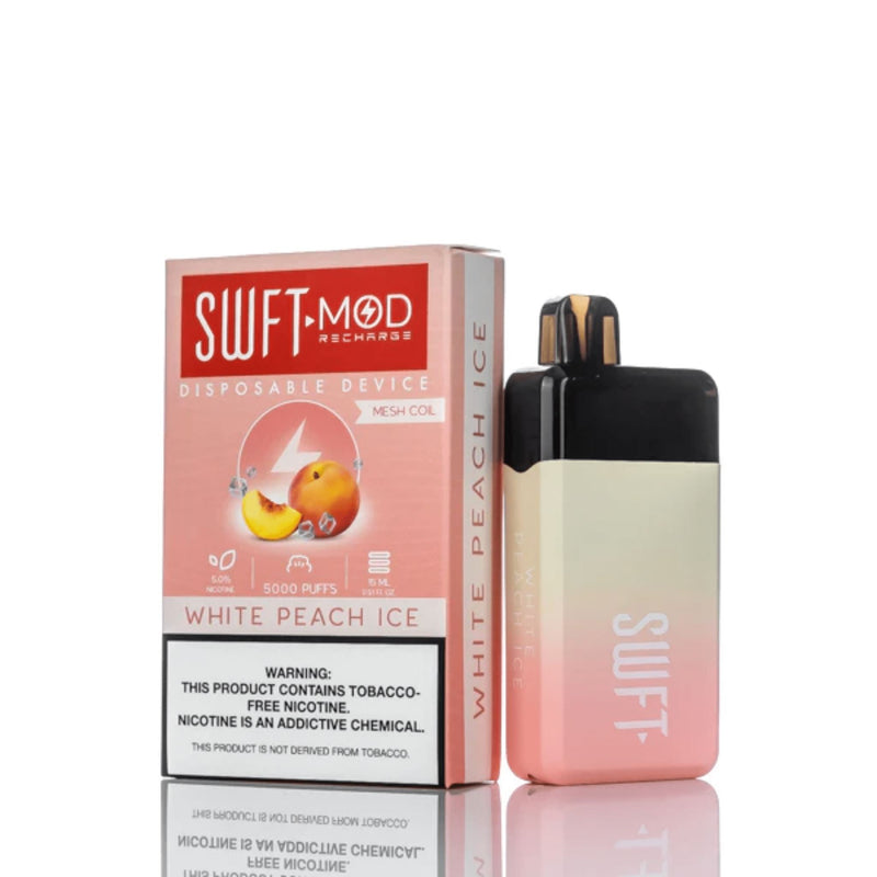 SWFT Mod Disposable | 5000 Puffs | 15mL white peach ice with packaging