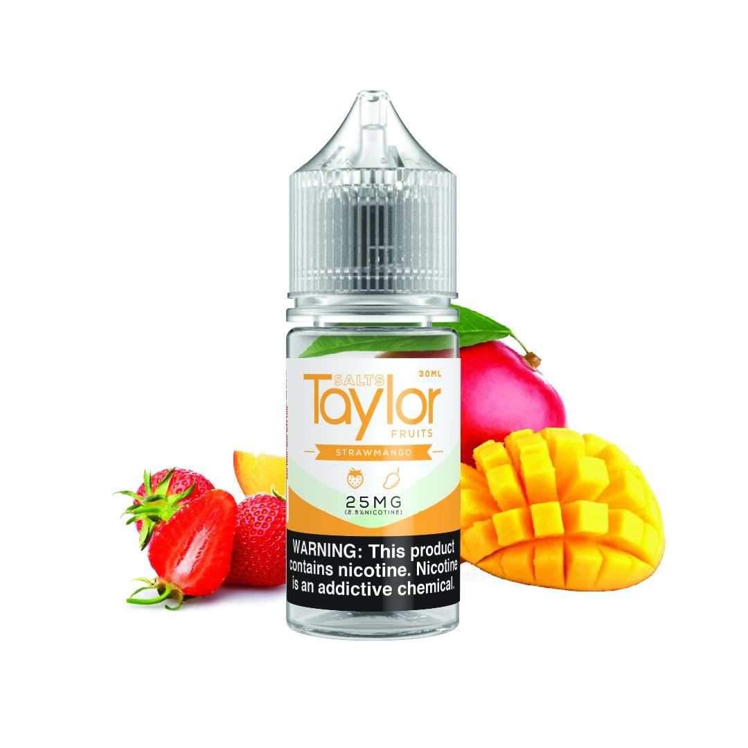 Strawmango by Taylor Salts 30ml bottle with background