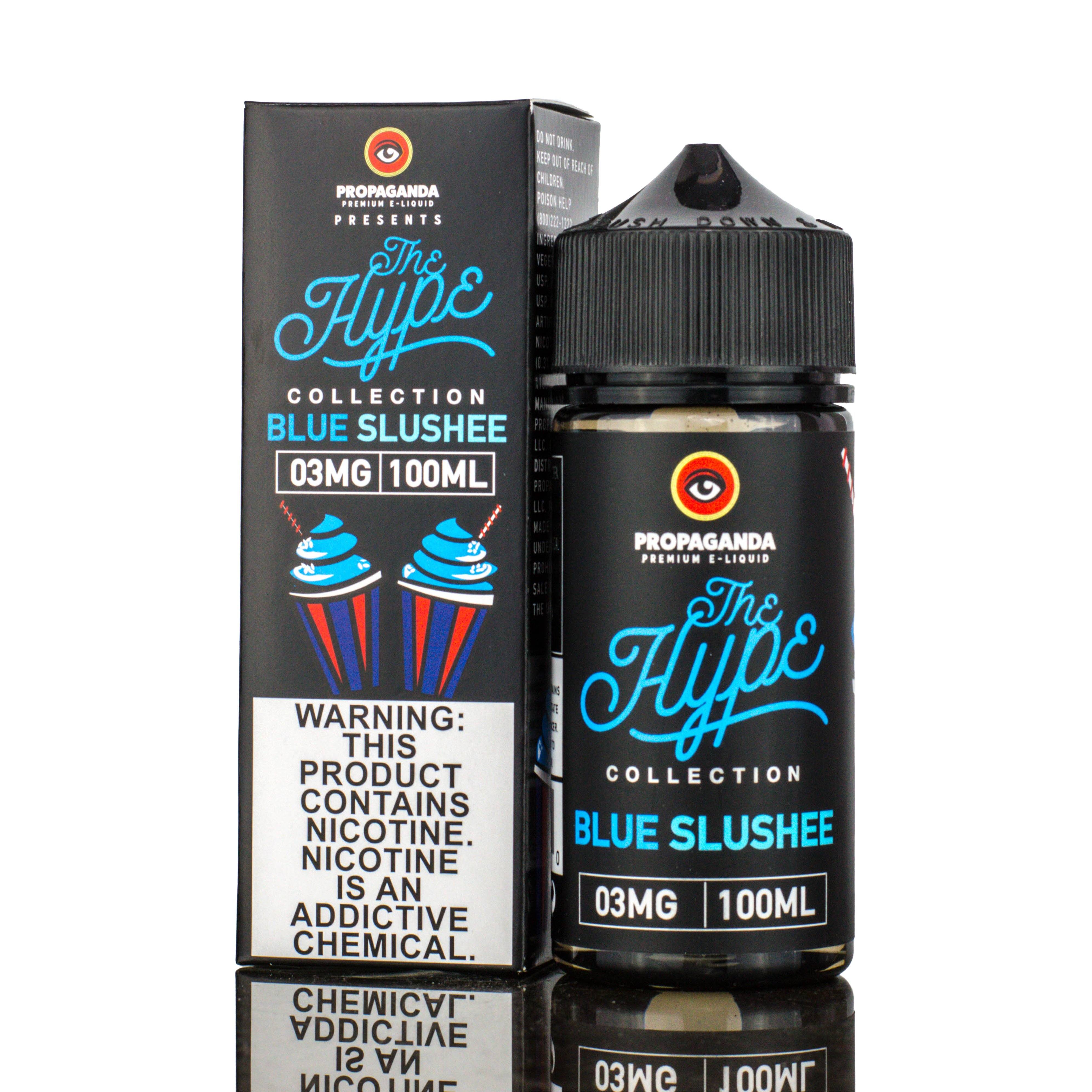 THE HYPE COLLECTION by PROPAGANDA eLiquid blue slushee with packaging