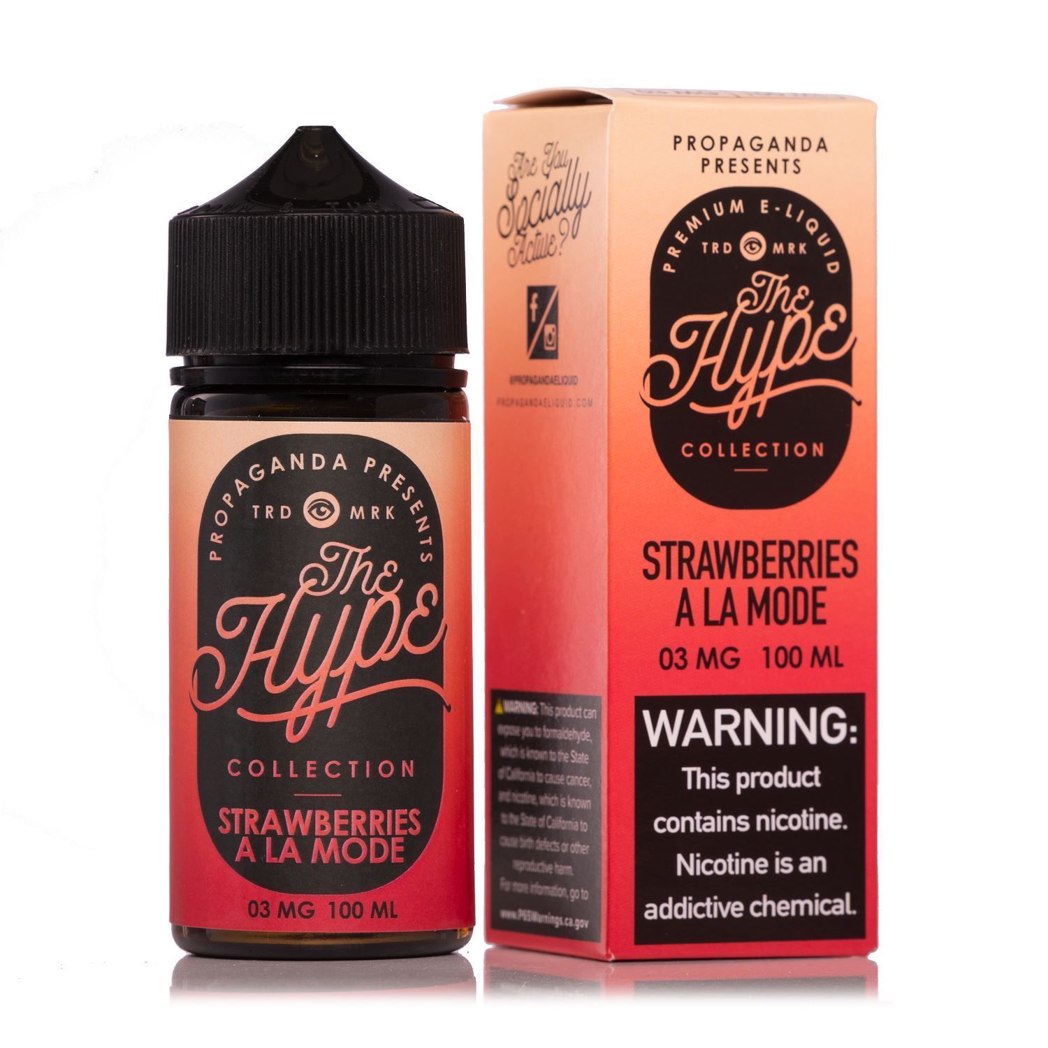 Strawberry A La Mode by Propaganda The Hype Collection E-Liquid 100mL with packaging