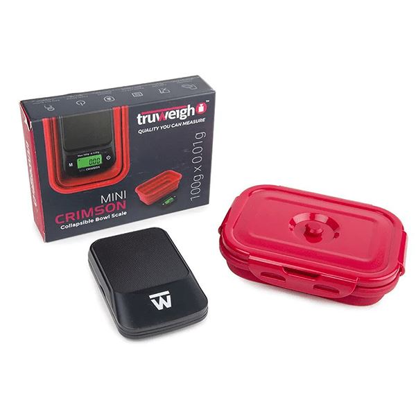Truweigh Mini Crimson Scale Collapsible Bowl - Red with packaging