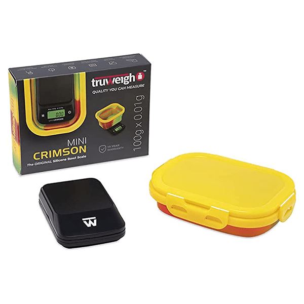 Truweigh Mini Crimson Scale Collapsible Bowl - Rasta with packaging