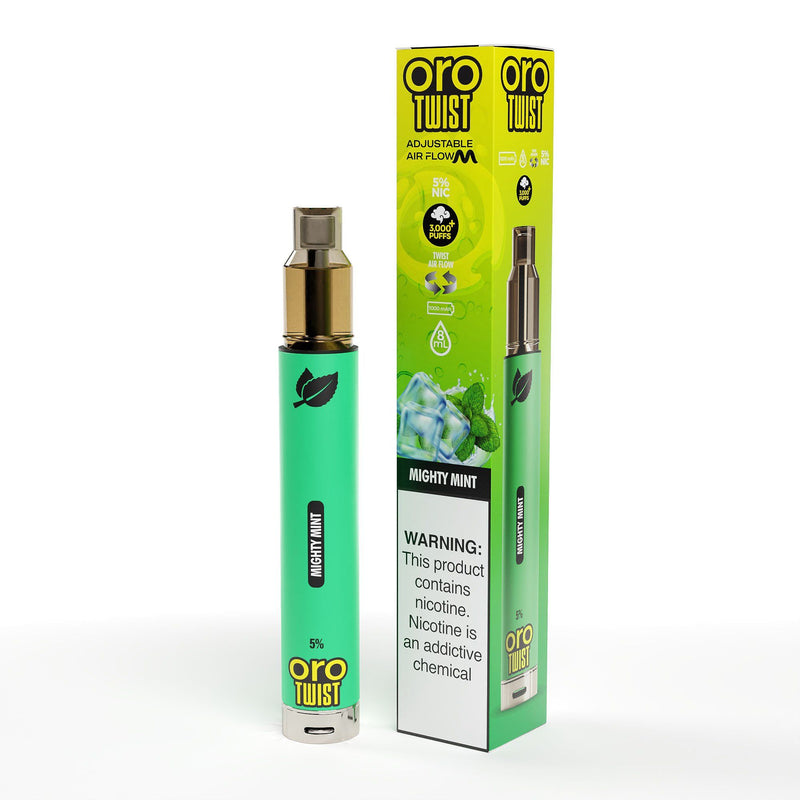 Twist Oro Flow Disposable 3000 Puffs - Individual mighty mint with packaging