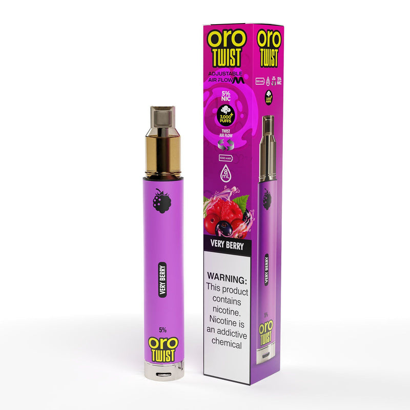 Twist Oro Flow Disposable 3000 Puffs - Individual very berry with packaging