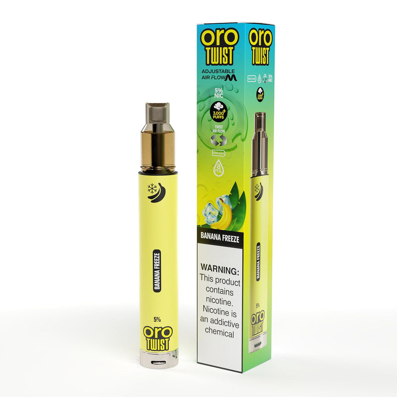 Twist Oro Flow Disposable 3000 Puffs - Individual banana freeze with packaging