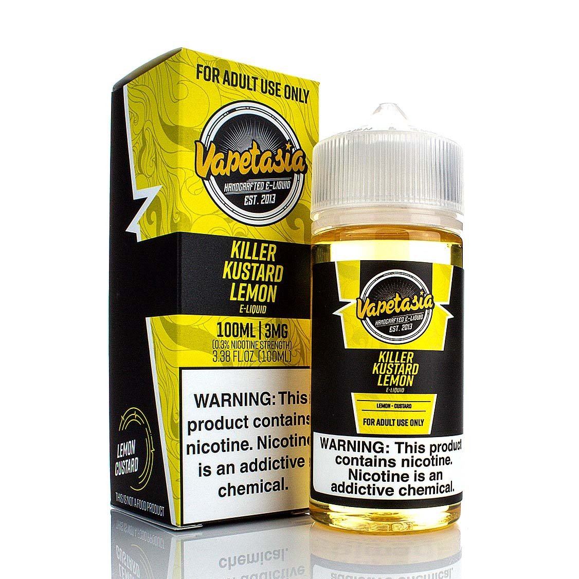 Vapetasia 100mL - Killer Kustard Lemon 00mg with packaging