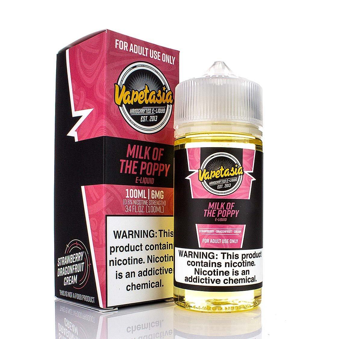 Vapetasia 100mL - Milk of the Poppy 00mg with packaging