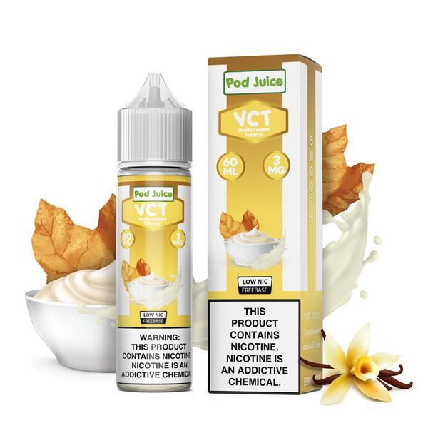 VCT by POD JUICE 60ML with packaging and background