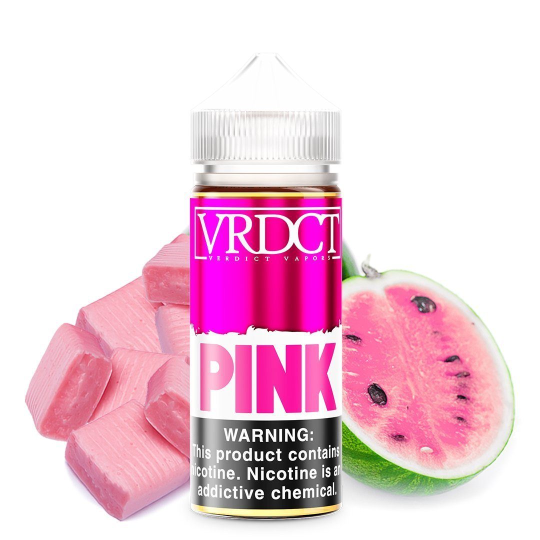 VERDICT | Pink 100ML eLiquid bottle with background