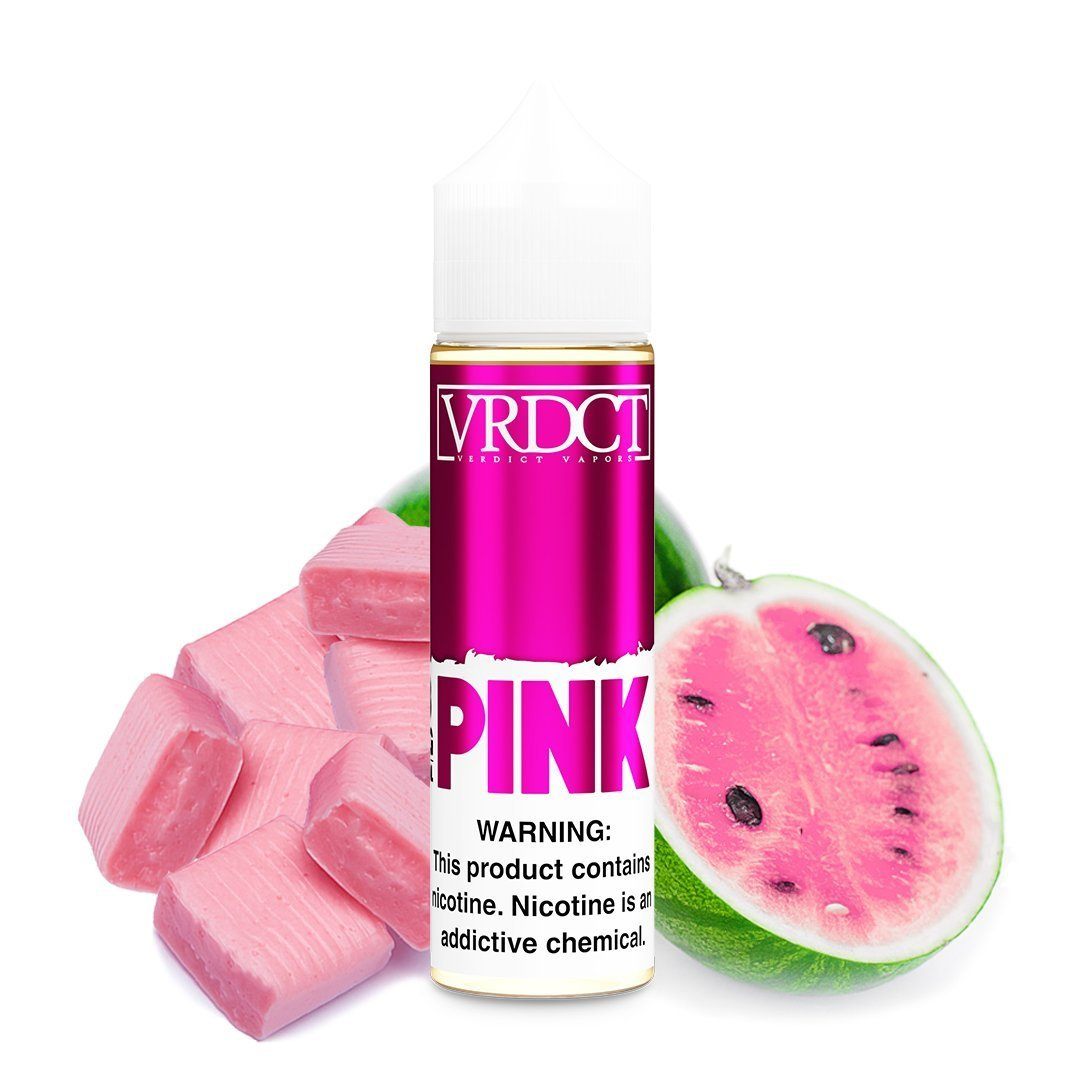 VERDICT | Pink 60ML eLiquid bottle with background