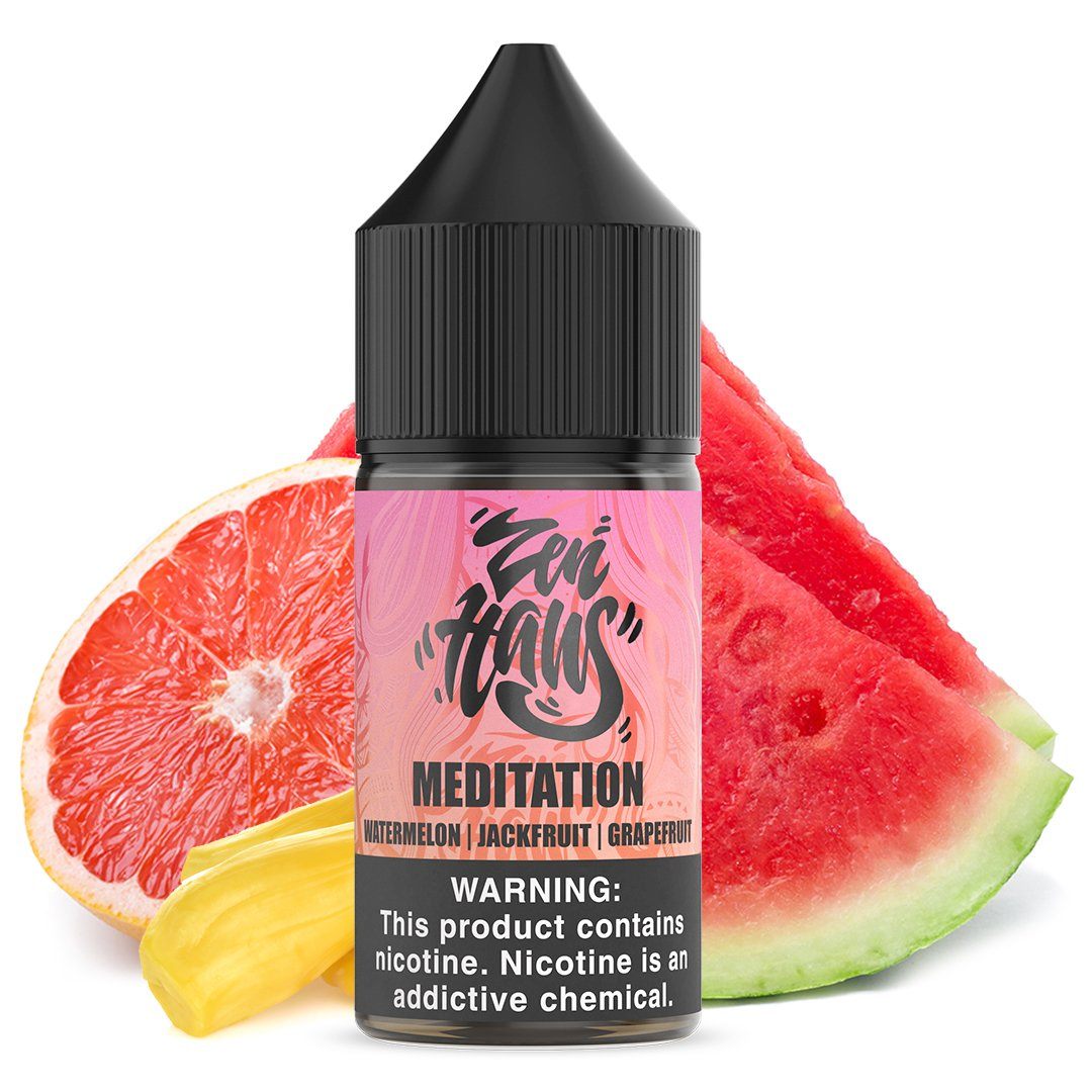 Meditation by ZEN HAUS SALTS E-Liquid 30ml bottle with background