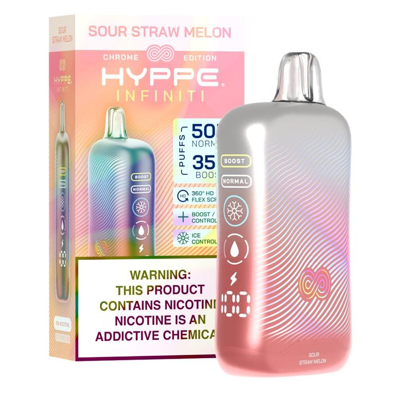 Hyppe Infiniti Disposable Sour Straw Melon with packaging