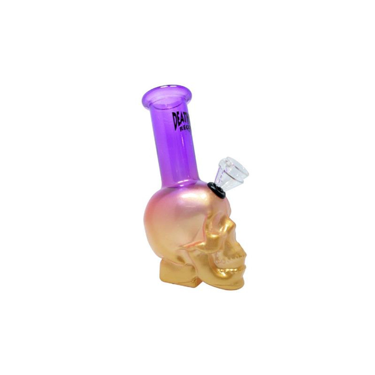 Death Row Records (Water Pipe) 6″ Skull Head Bubbler Purple Gold