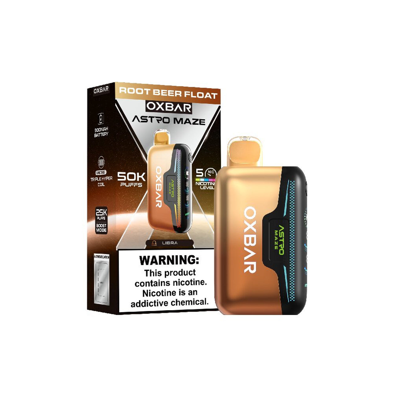 Oxbar Astro Maze 50K Disposable Root Beer Float with packaging