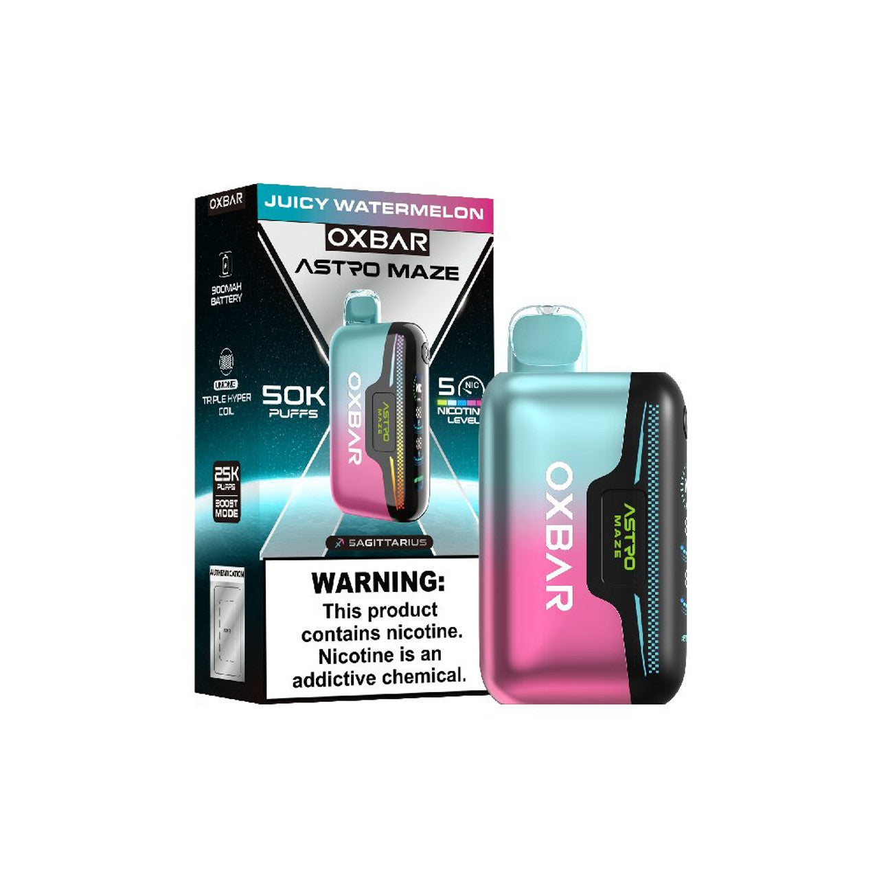 Oxbar Astro Maze 50K Disposable Juicy Watermelon with packaging