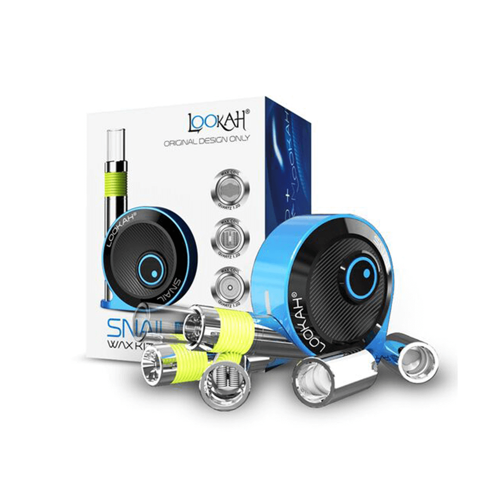 Lookah Snail 2.0 Kit – 510 Battery Mod plus 510 Wax Carts | Blue with packaging
