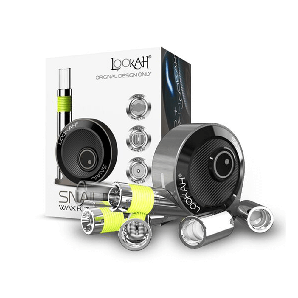 Lookah Snail 2.0 Kit – 510 Battery Mod plus 510 Wax Carts | Gray with packaging