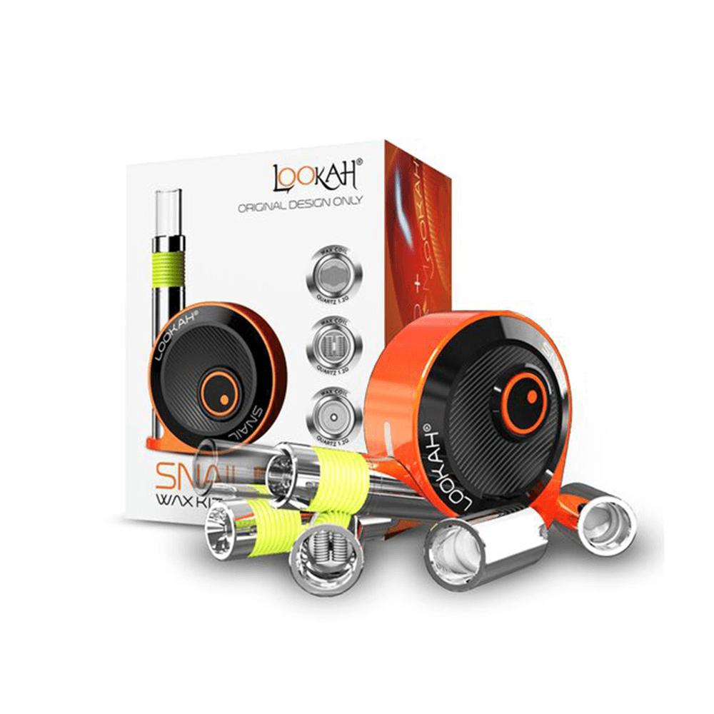Lookah Snail 2.0 Kit – 510 Battery Mod plus 510 Wax Carts | Orange with packaging