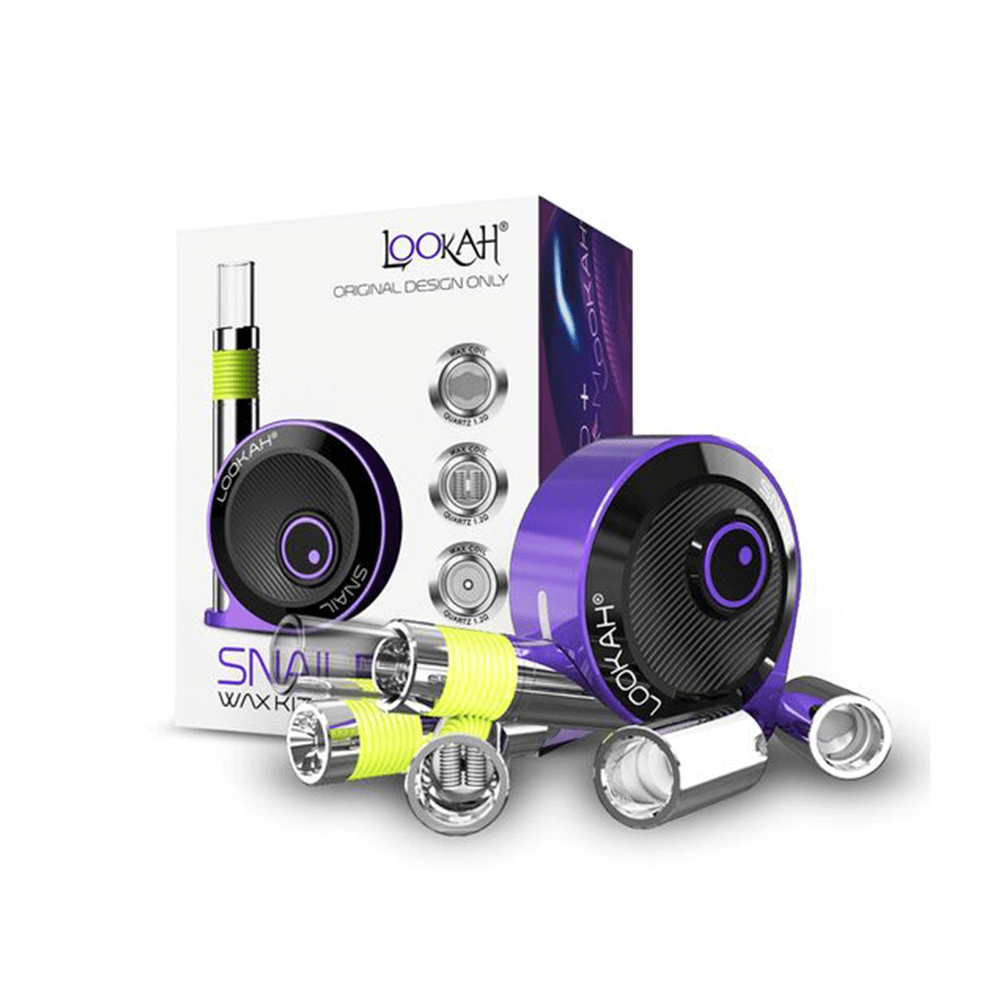 Lookah Snail 2.0 Kit – 510 Battery Mod plus 510 Wax Carts | Purple with packaging