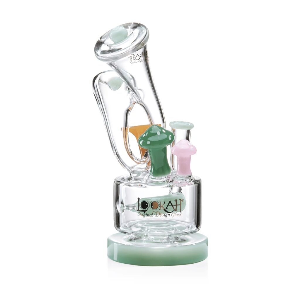 Lookah (Dab Rig) 9” Cute Recycler Fairy Mushroom Water Pipe Green