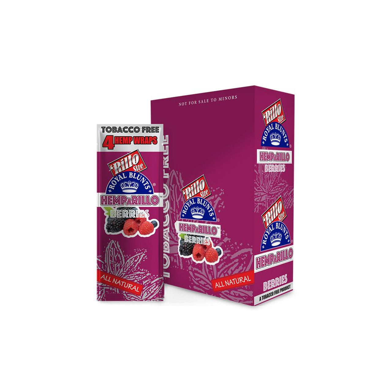 Royal Blunts Hemparillo All Natural (4 Wraps) Berries with packaging