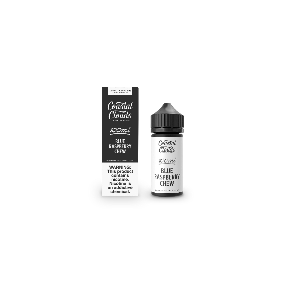 Blue Raspberry Chew Coastal Clouds 100mL Bottle with packaging