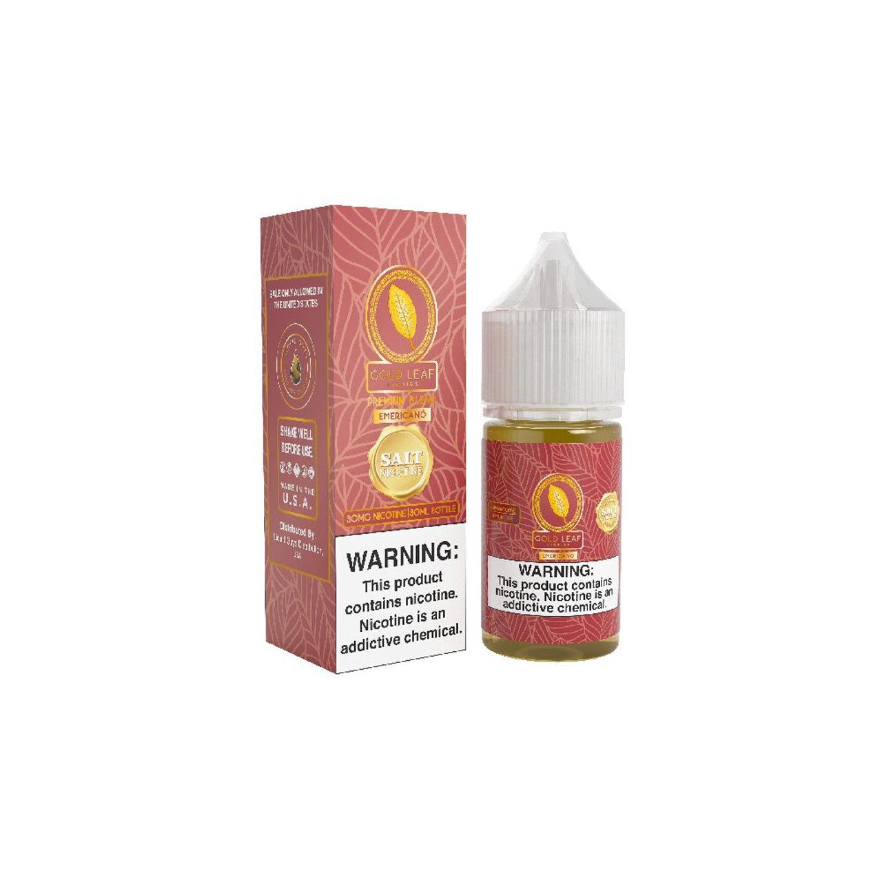 Emericano Gold Leaf Salts 30mL Bottle with packaging